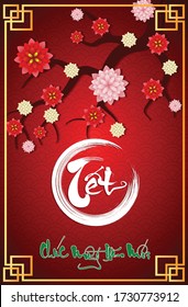 Happy vietnamese new year luna new year (Vietnamese characters mean Happy New Year)