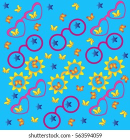 Happy view of the world. Template. Design for fabrics, carpets, backdrops related sites.