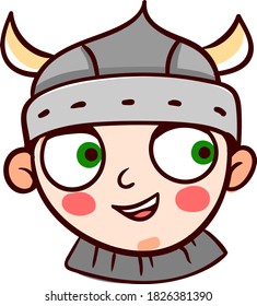Happy viking, illustration, vector on white background
