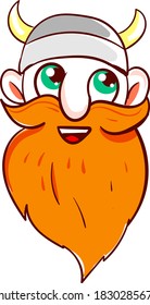 Happy viking, illustration, vector on white background