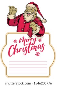 happy vintage santa claus greeting merry christmas