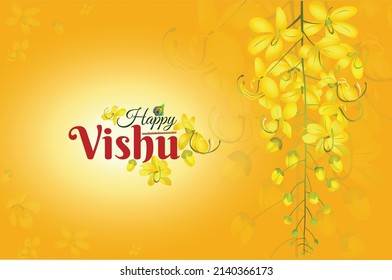 Happy Vishu Cassia fistula Vishu Konna Golden Shower Tree Vishu Logo Icon Unit  National tree National flower of Thailand State flower of Kerala Hindu festival golden blossom India lord Sree Krishna