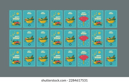 happy vishu day social media stories vector flat design