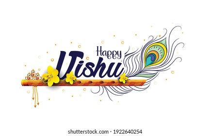 Feliz Vishu, festival de Kerala con frutas y verduras de la flor Vishu Kani en un festival de bronce de Año Nuevo Vishu (Vishukani)