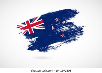 Happy waitangi day of New Zealand with vintage style brush flag background