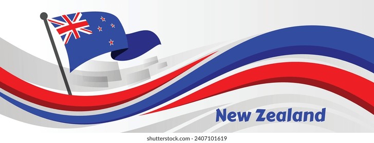 Happy Waitangi Day Vektorgrafik am 6. Februar mit neuseeländischer Flagge und Karte im National Holiday Flat Cartoon Hintergrund Design

