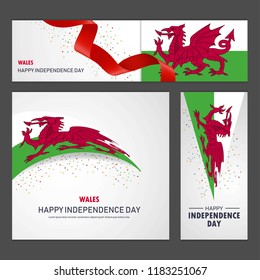 Happy Wales independence day Banner and Background Set
