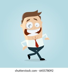 happy walking businessman