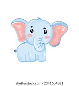 Happy walking elephant kids illutration