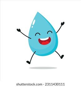 caricatura de gota de agua feliz salta al aire. diseño plano de ilustración de vector de actividad acuática.