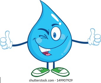 Happy Water Drop Character Giving Double Stock Vector (Royalty Free ...