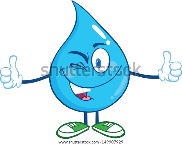 Happy Water Drop Character Giving Double Stock Vector (Royalty Free ...