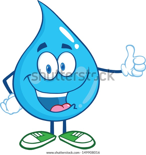 Happy Water Drop Character Giving Thumb Stock Vector (Royalty Free ...