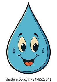 Happy water drop character isolated icon. Vector illustration