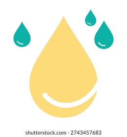 Happy waterdrop surrounded by falling drops in bright colorful design