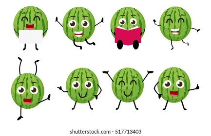 Happy Watermelon Cartoon Character