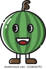 Happy Watermelon Character Flat Design