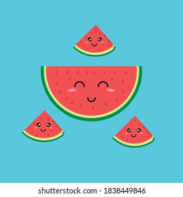 Happy Watermelon cute illustration vector