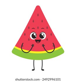 Happy Watermelon Slice: A cheerful and adorable cartoon watermelon slice, perfect for adding a touch of sweetness to your designs. 