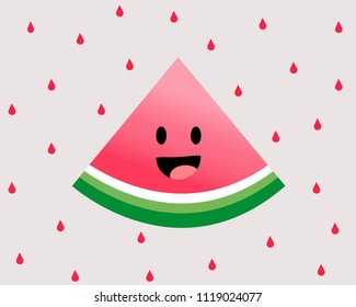 happy watermelon slice illustration