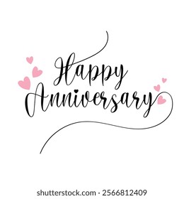 Happy wedding anniversary hand lettering greeting card