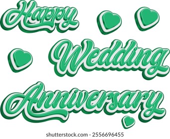 Happy Wedding Anniversary,  lettering text banner, Vector illustration