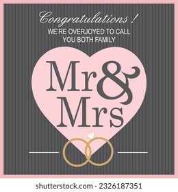 Happy wedding card design with text and heart