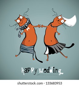 happy wedding cats