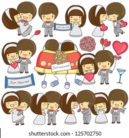 Happy wedding couple set