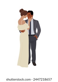 Happy Wedding couple vector isolated on white.