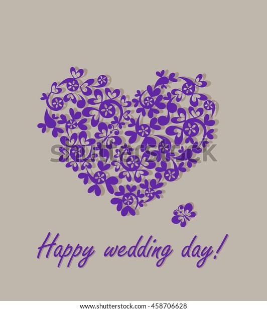 Happy Wedding Day Greeting Card Paper Stock Vektorgrafik