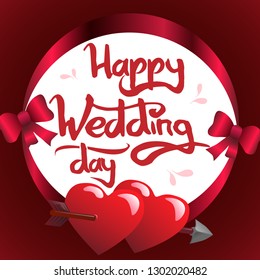 Happy wedding day lettering vector illustration