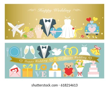 Happy wedding greeting card set