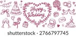 Happy Wedding Hand Drawn Elements