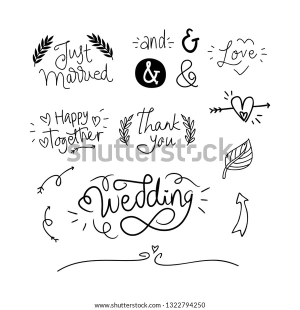 Happy Wedding Lettering Collection Quote Element Stock Image