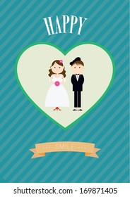 happy wedding poster template vector/illustration / background/ greeting card