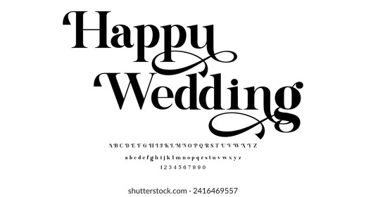 Happy Wedding Serif Alphabet Font Typography