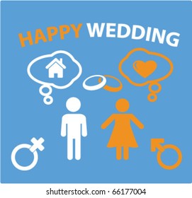 signos de boda felices. vector