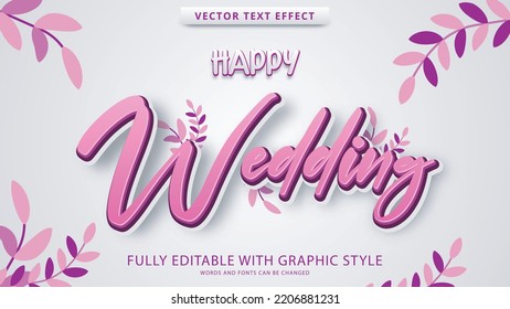 Happy Wedding Text Effect Editable With Graphic Style