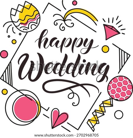 Happy Wedding Text For Greeting Card Pop Art