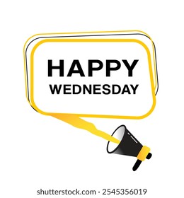 Happy wednesday banner flat vector speech bubble, sign. vector illustration design element.