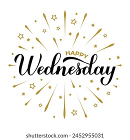 Happy Wednesday calligraphy hand lettering. Handwritten inspirational quote typography poster. Vector template for banner, sticker, t-shirt, etc