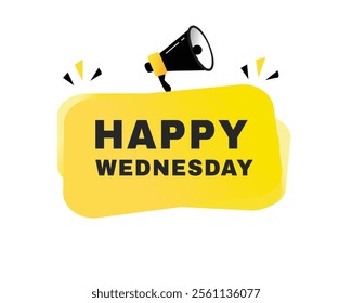 Happy Wednesday vector banner or poster design on white background. Modern element design template.