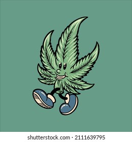 Happy Weed Cartoon Vector Design