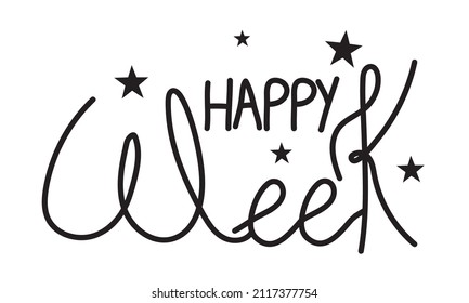 happy week lettering design on white background