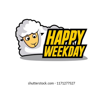 happy weekday, beautiful greeting card background or banner with sheep illustration for muslim event or farm theme. design illustration