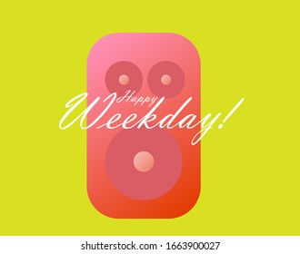 happy weekday, beautiful greeting card background or template banner with music tools theme. vector design illustration