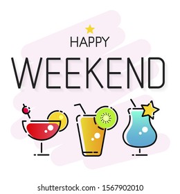 Happy Weekend Background Suitable For Greeting Card, Poster 