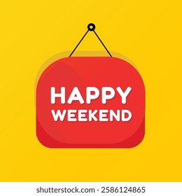 Happy weekend banner, poster element modern icon. vector sign, design isolated white background.