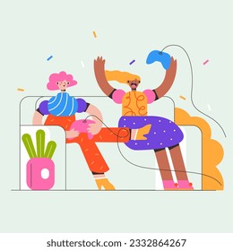happy weekend by playing games illustration